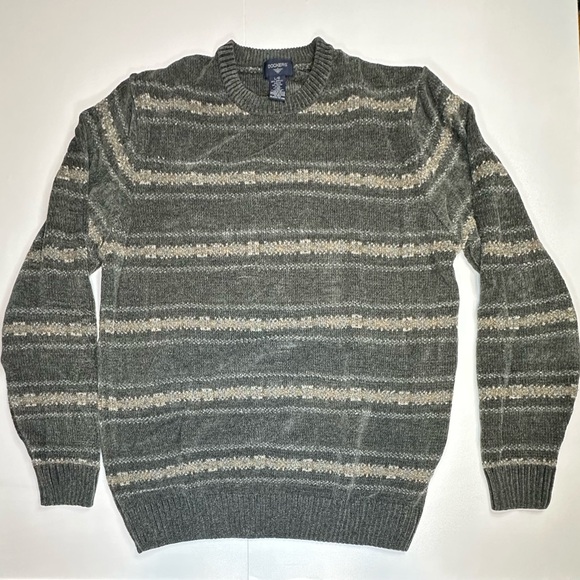Dockers Other - Vintage Dockers Sweater Mens Large Gray Striped Knit‎ Pullover Crewneck 90s Soft